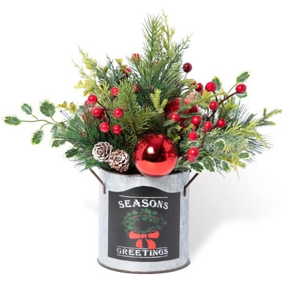 Artificial Christmas Tabletop Decorations- 14.2 Inch Small Christmas Centerpiece - Picture 1 of 7